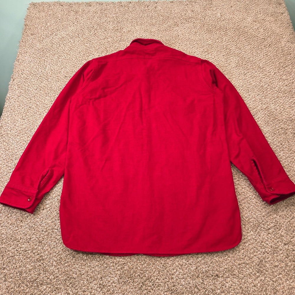 Woolrich Chamois Flannel Shirt Men's Large Red Button Up Vintage 70s 80s USA - Picture 2 of 7